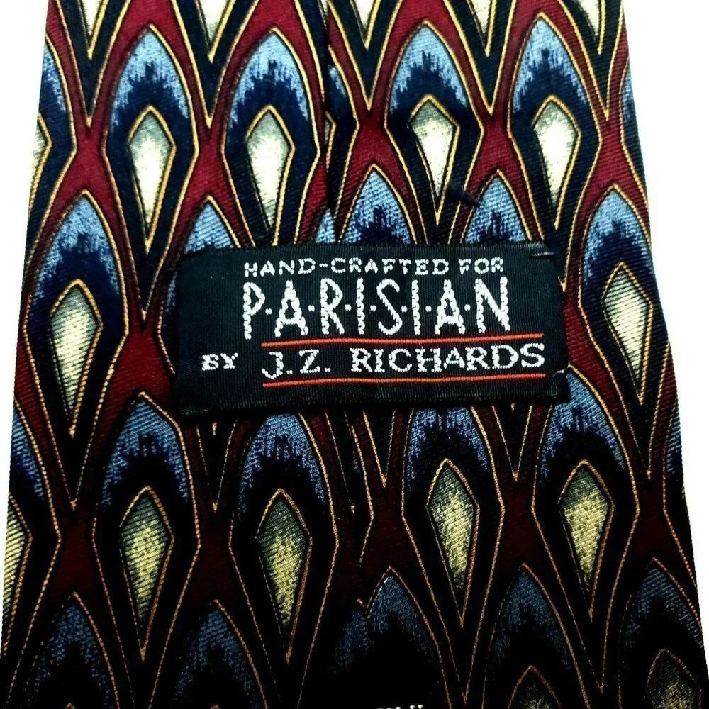 JZ Richards Parisian Silk Tie Dark Red‎ Geometric W